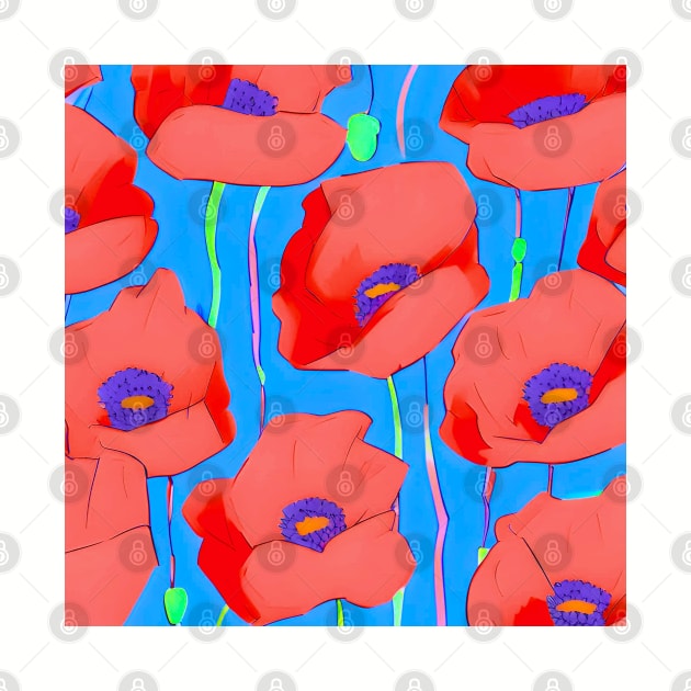 Field of Red Poppies Flower Pattern (MD23Mrl001) by Maikell Designs