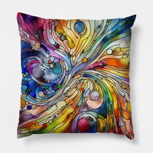 Psychedelic looking abstract illustration of stained glass Pillow
