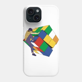 man-climbing-rubik-cube Phone Case