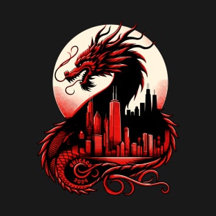 Fiery Chicago Dragon - Lunar New Year 2024 T-Shirt