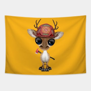 Cute Baby Deer Firefighter Tapestry