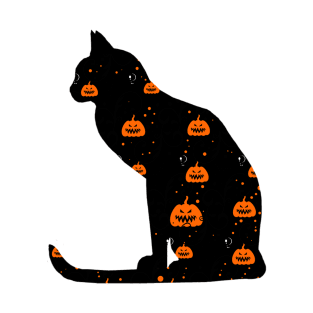 Halloween Black Cat With Pumpkin T-Shirt