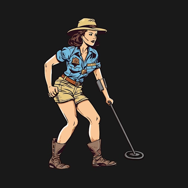 Pin Up Girl As Detectorist - Metal Detecting Treasure Hunting by Anassein.os