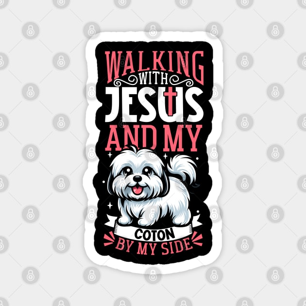 Jesus and dog - Coton de Tulear Magnet by Modern Medieval Design