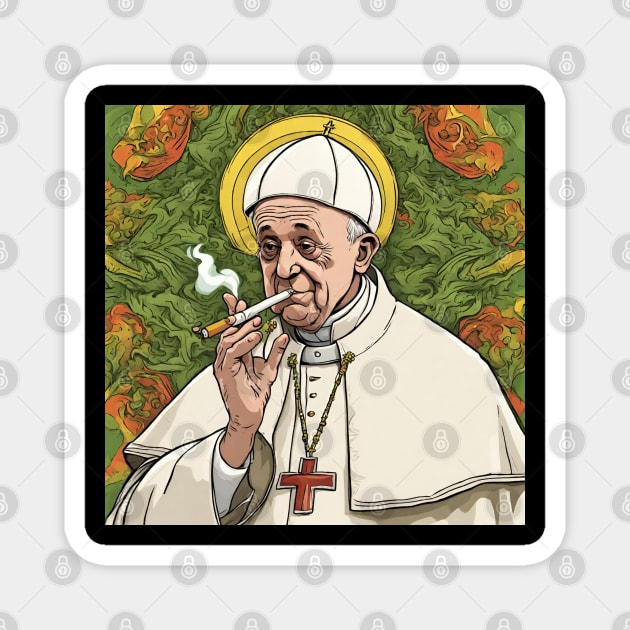 Pope Francis | Smoking on the Pope pack Magnet by Klau
