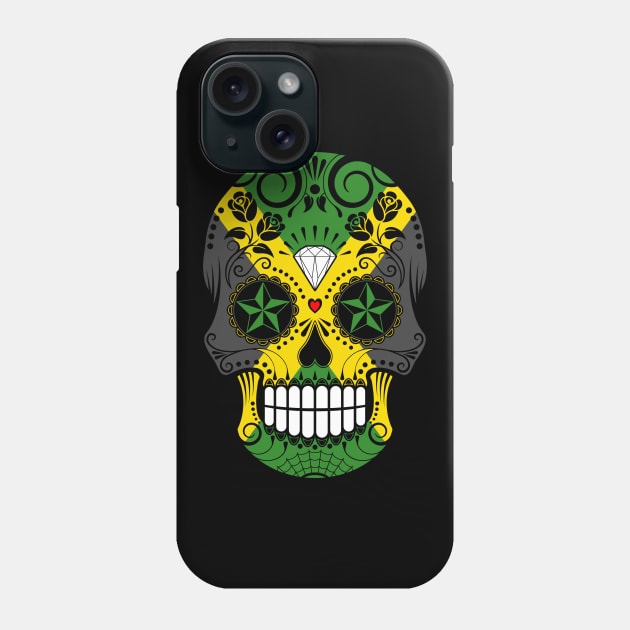 Jamaican Flag Sugar Skull with Roses Phone Case by jeffbartels