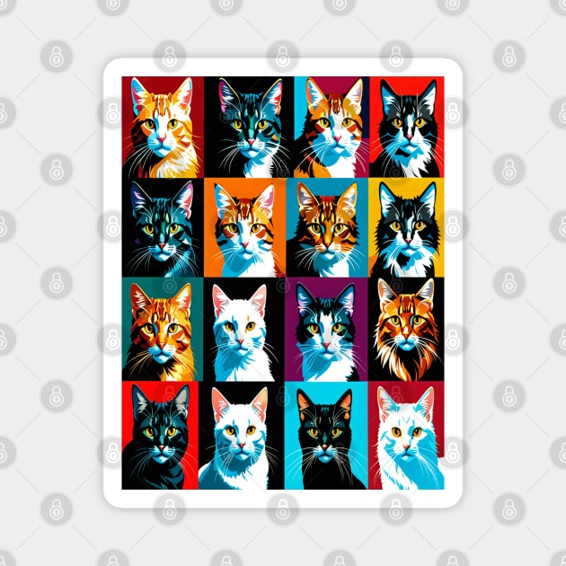 Pop Art Cat Portraits Magnet by Banyu_Urip