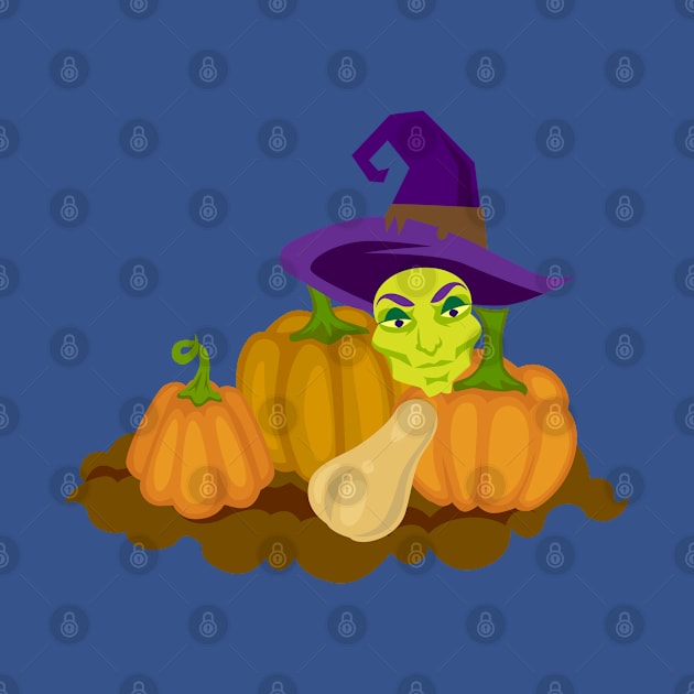 Halloween Pile of pumpkins With Witch by holidaystore