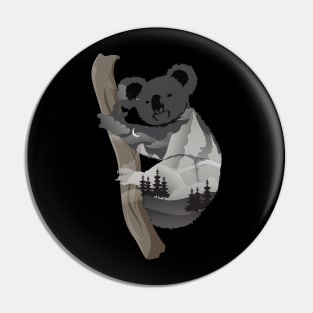 Koala Design with Nature Double Exposure for Animal Lovers Pin
