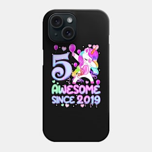 5 Years Old Unicorn Dabbing 5th Birthday Girl Unicorn Phone Case