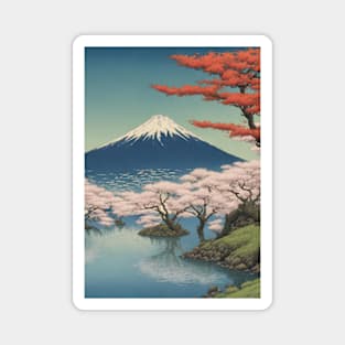 beautiful art of mt fuji japan kawase hasui style art Magnet