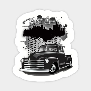 1948 Black Chevy Pickup Truck Detroit Iron Magnet