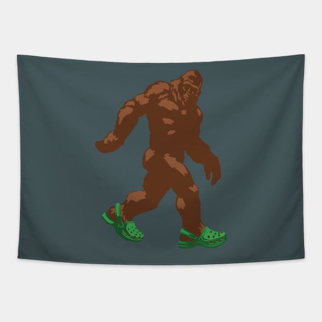 Bigfoot Wearing Crocs Tapestry by CTKR Studio