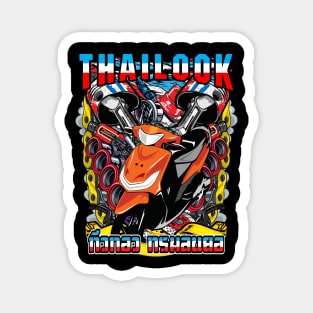 Motorcycle racing Biker Engine Thailook orange badass red rider Magnet