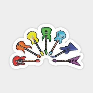 Rainbow of Pixel Guitars (Red, Orange, Yellow, Green, Blue, Indigo, Violet) Magnet