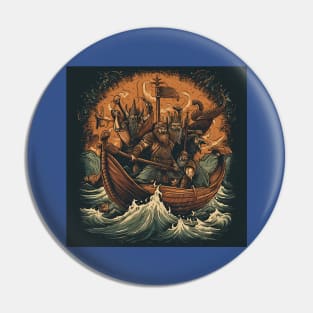 Viking Raiders on Longships Pin