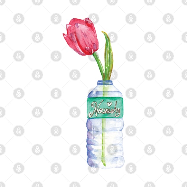 Nourish Tulip Bottle Watercolor by SweetBabushka