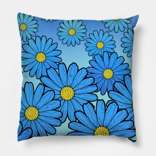 blue daisy marguerite Pillow