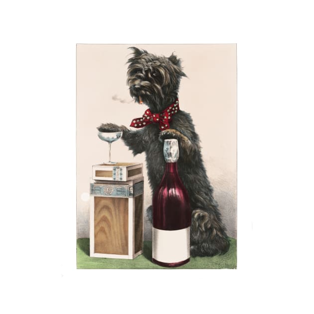 Cute Dog having Wine by OssiesArt