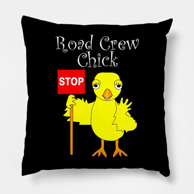 Road Crew Chick White Text Pillow by Barthol Graphics