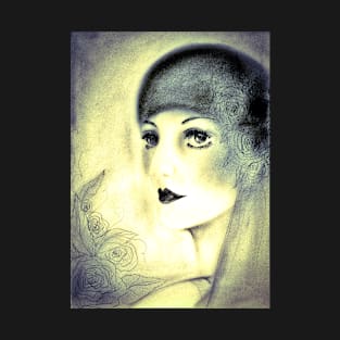 ART DECO FLAPPER INK SEPIA DRAWING POSTER PRINT T-Shirt