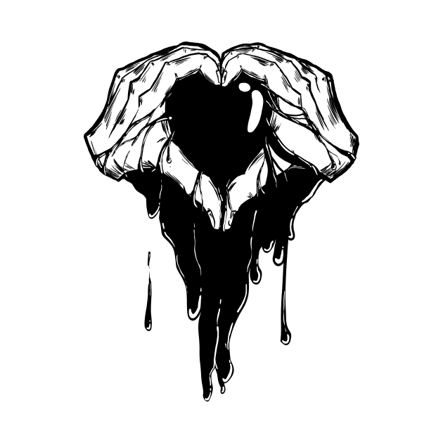 Heart Hands With Dripping Black Ink (Over Heart) by AidanThomas