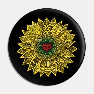 Beautiful and detailed sunflower with a heart at it's center Pin