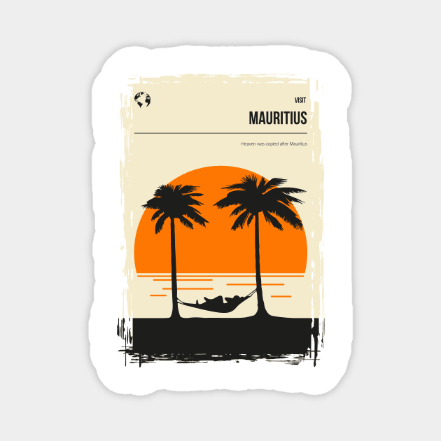 Mauritius Vintage Minimal Travel Poster Art Magnet by jornvanhezik