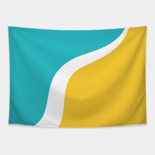 Simple Waves 3 - Turquoise and Yellow Tapestry