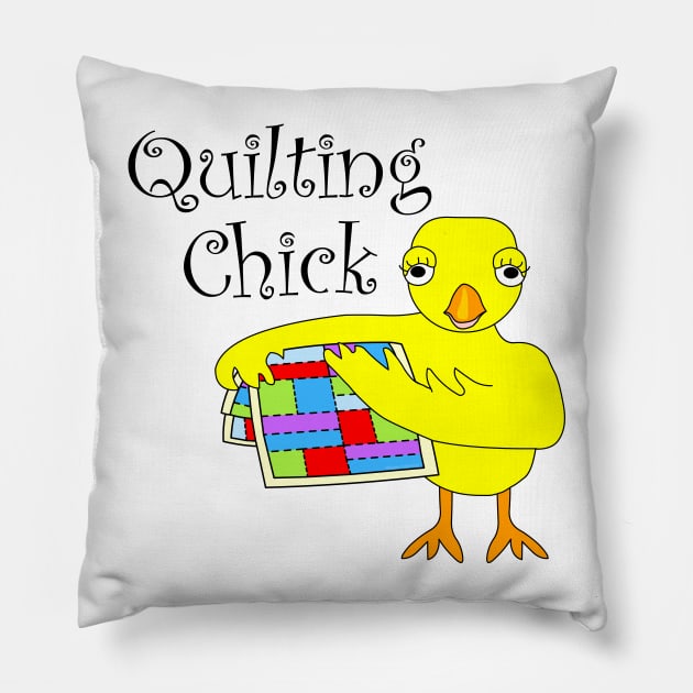 Quilting Chick Funny Needlecraft Hobby Pillow by Barthol Graphics