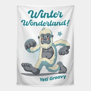 Cheerful Yeti Christmas Tapestry