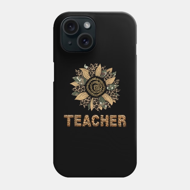 Cute Sunflower Leopard Teacher Tee Back To School Phone Case by drag is art