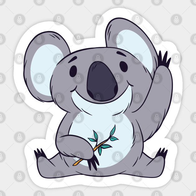 Happy Cute Australian Baby Koala Bear Waving - Australian Baby Koala - Sticker | TeePublic Happy Cute Australian Baby Koala Bear Waving - Australian Baby Koala - Sticker | TeePublic
