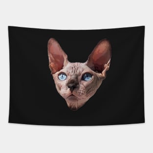 Sphynx Cat Cute Hairless Blue Eyed Kitten Tapestry