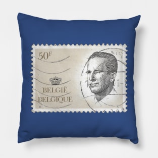 Vintage 1984 Belgium Stamp of King Baudouin Pillow