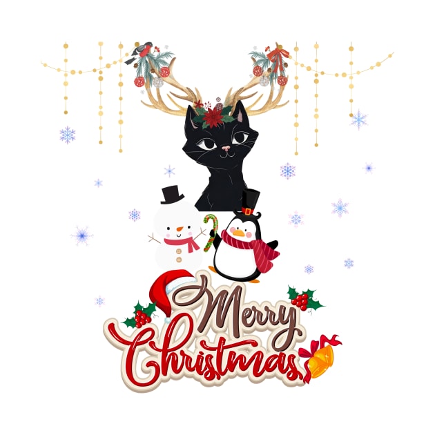 Merry Christmas to the cutest black cat ,PNG Clip Art Instand Download ,Cat Lover Gift, Cat Mom, Xmas Gift by K-Kwan