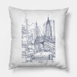 New York! (Blue) Pillow