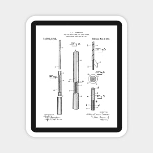 Pool Cue Patent - 9 Ball Art - Black And White Magnet