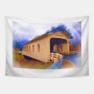 Grave Creek Covered Bridge In Watercolor Tapestry