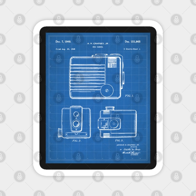 Box Camera Patent - Photographer Photography Fan Art - Blueprint Magnet by patentpress