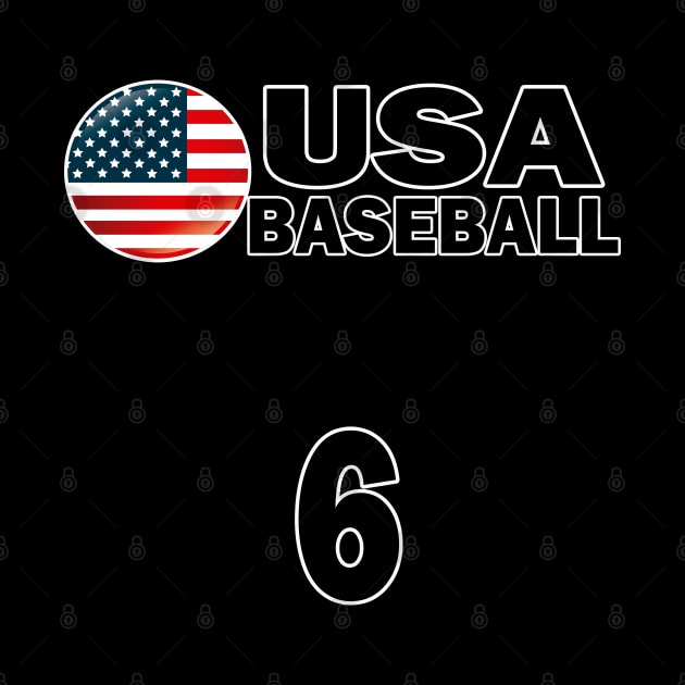 USA Baseball Number 6 T-shirt Design by werdanepo