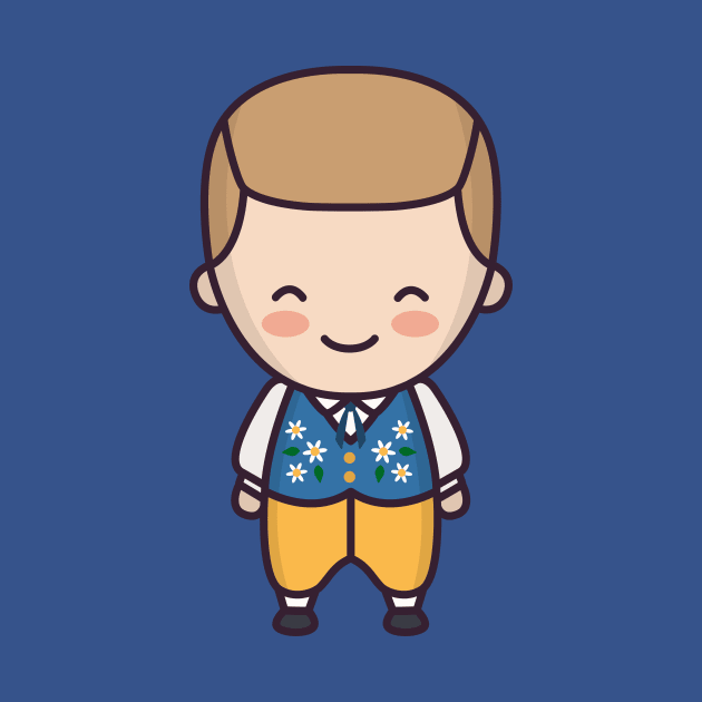 Cute Swedish Man in Traditional Clothing Cartoon by SLAG_Creative