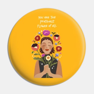 Woman With Flower Message Pin