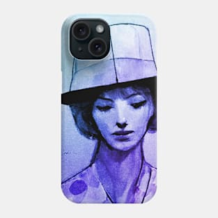 Purple Ombre 1950s Girl in Hat Phone Case