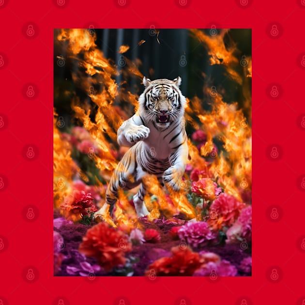 Floral Inferno Tiger 2 by Shibuz4.art