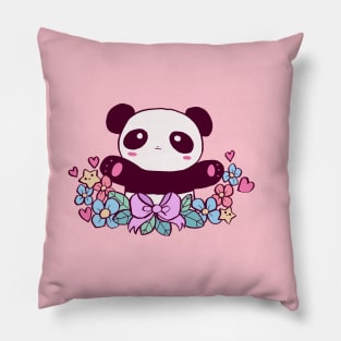 Cute Flowery Panda Pillow