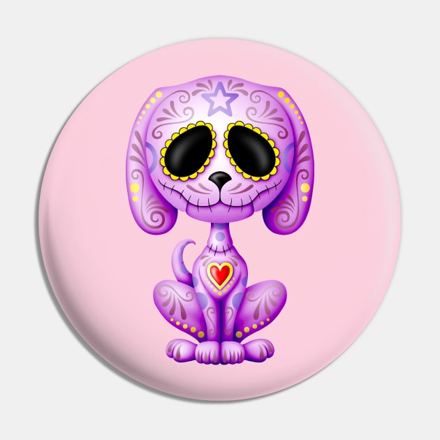 Purple Zombie Sugar Skull Puppy Dog Pin by jeffbartels