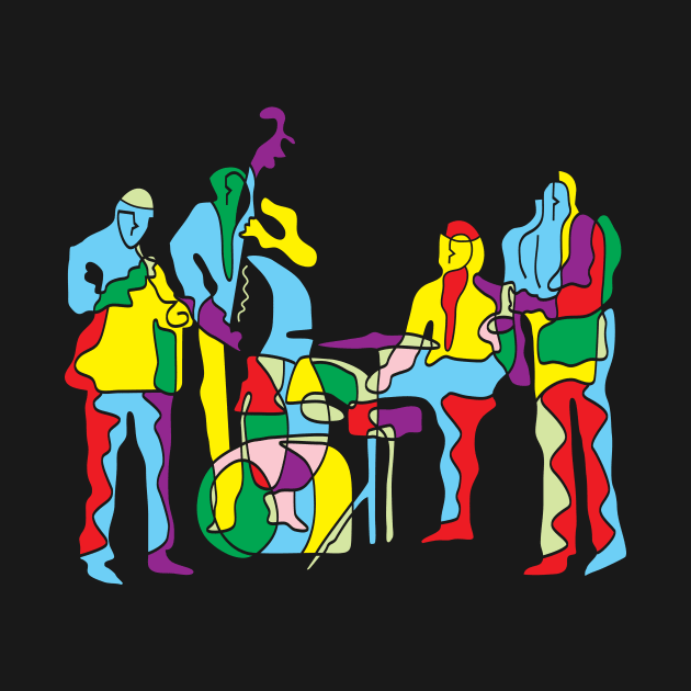 Colorful Jazz Band Modern Art Style by jazzworldquest