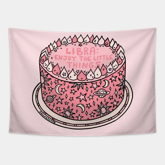 Libra Cake Tapestry by Doodle by Meg