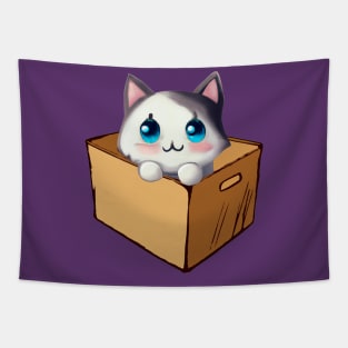 Cat in Cardboard Box Tapestry